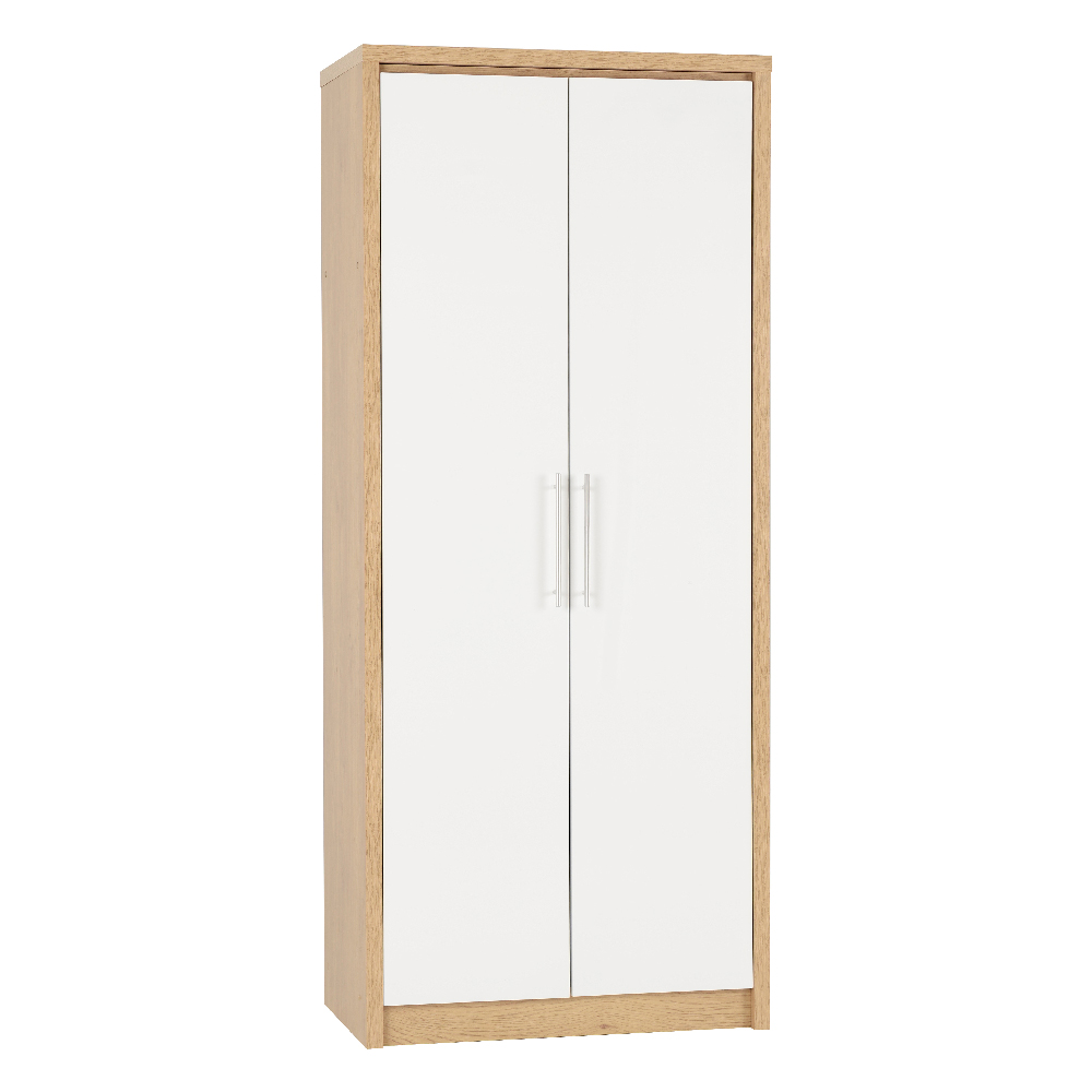Samaira Wooden Bedroom Set With White Gloss Front In Oak