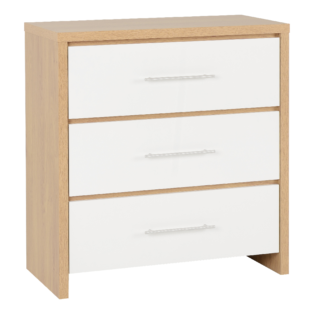 Samaira Wooden Bedroom Set With White Gloss Front In Oak