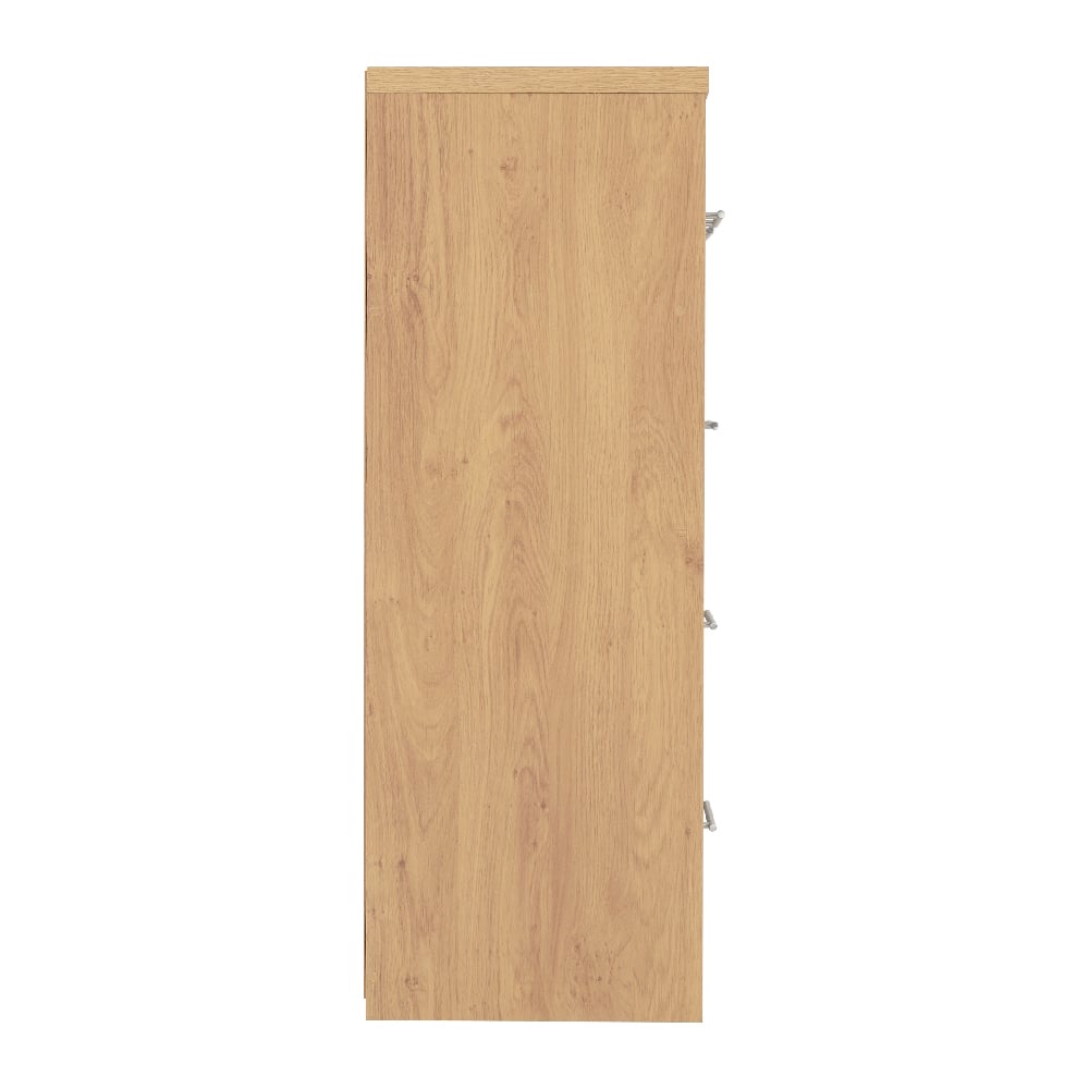 Samaira Wooden Chest Of 5 Drawers With Grey Gloss Front In Oak