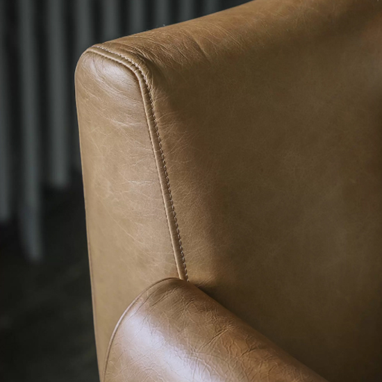 Samana Leather Armchair With Wooden Legs In Brown