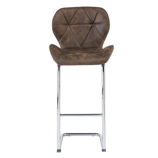 Samoa Cantilever Bar Stool In Brown Fabric With Chrome Frame_2