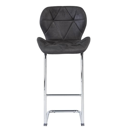 Samoa Cantilever Bar Stool In Grey Fabric With Chrome Frame_2