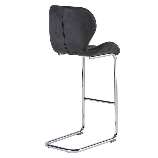 Samoa Cantilever Bar Stool In Grey Fabric With Chrome Frame_3
