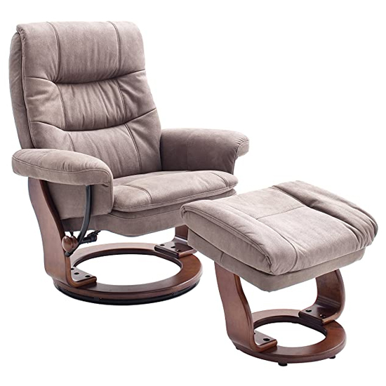 Samone Large Relaxer Chair In Taupe And Walnut | Furniture in Fashion