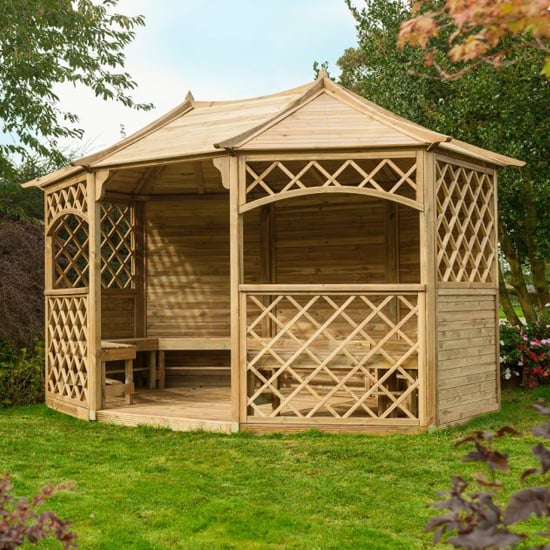 Photo of Sampford wooden eight sided gazebo in natural timber
