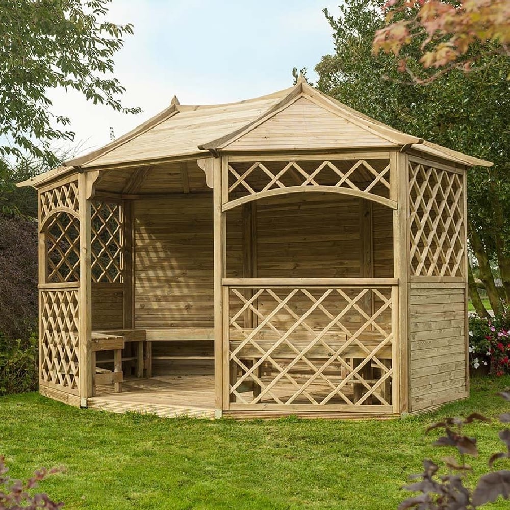 Sampford Wooden Garden Eight Sided Gazebo In Natural