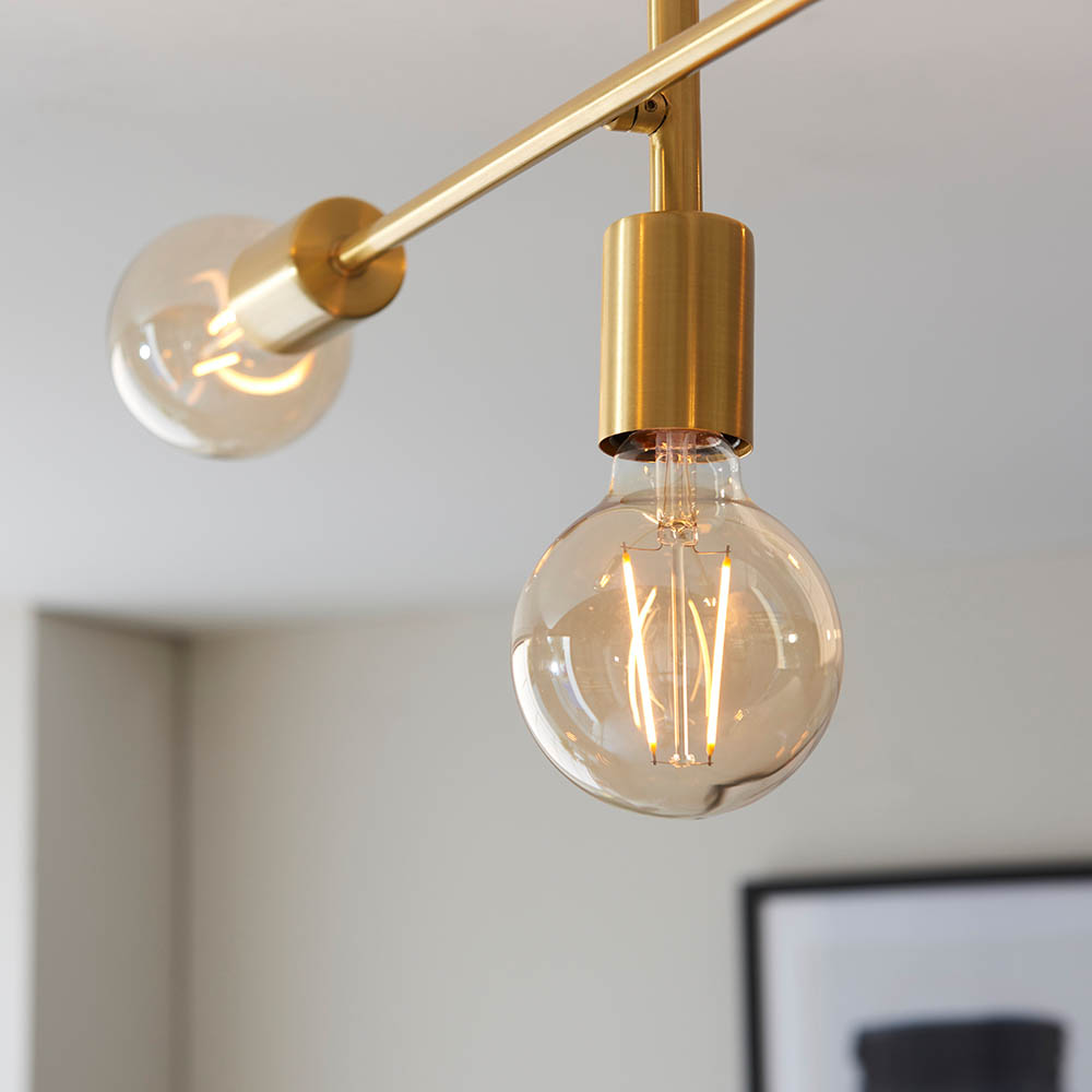 Samson 5 Light Metal Semi Flush Ceiling Light In Satin Brass