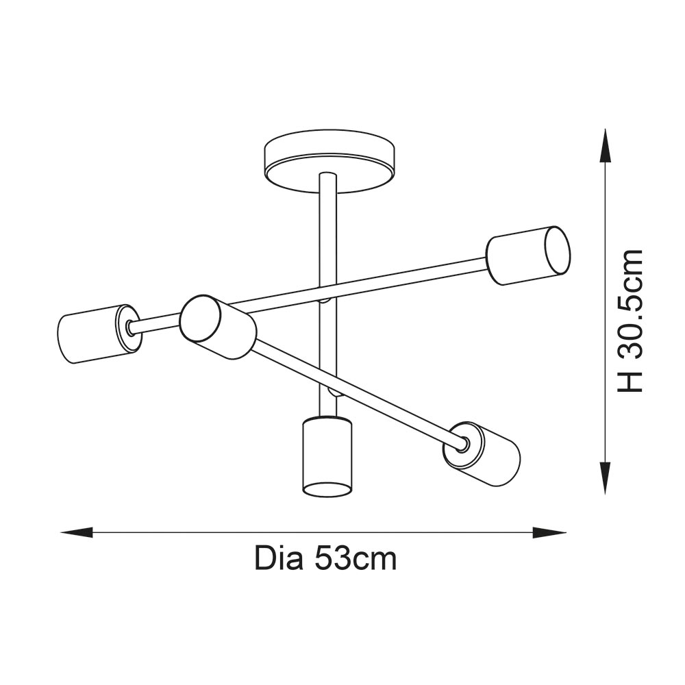 Samson 5 Light Metal Semi Flush Ceiling Light In Satin Brass