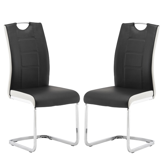 Read more about Samson black and white faux leather dining chairs in pair