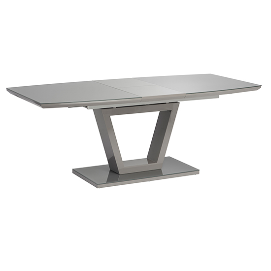 Photo of Samson extending glass top high gloss dining table in grey