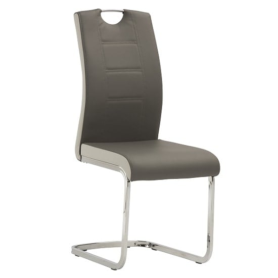 Samson Cantilever Dining Chair In Grey Faux Leather In A Pair_4