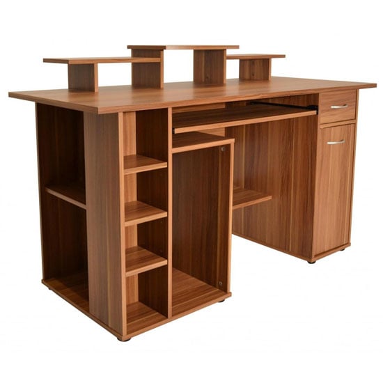 Product photograph of Sawtry Wooden Computer Desk In Walnut from Furniture in Fashion