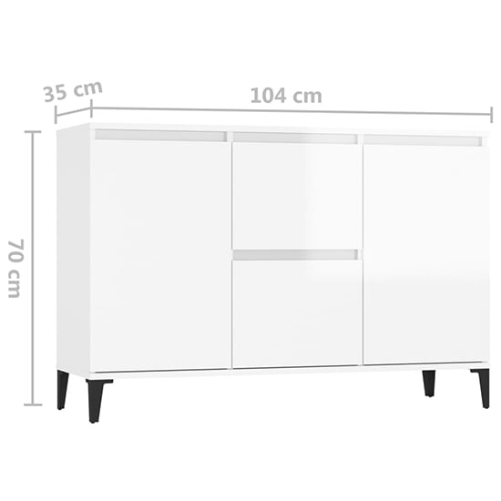 Sanaa High Gloss Sideboard With 2 Doors 2 Drawers In White_5