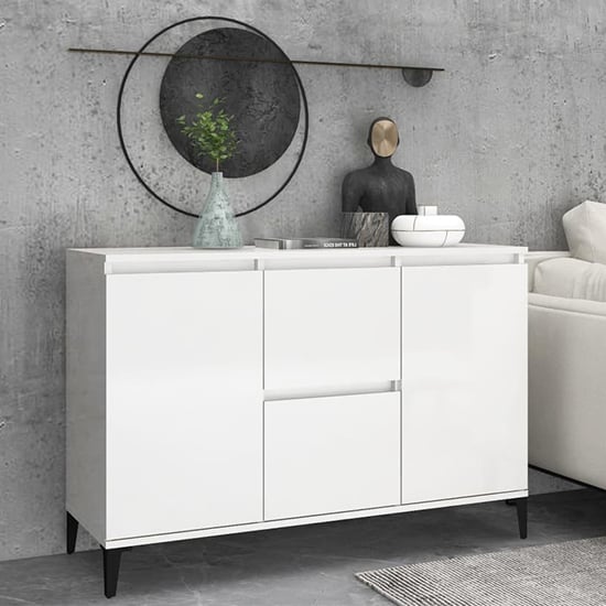 Sanaa High Gloss Sideboard With 2 Doors 2 Drawers In White_1