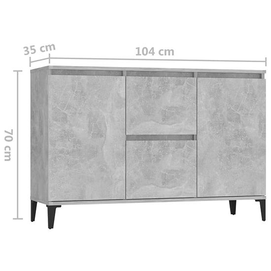 Sanaa Wooden Sideboard With 2 Doors 2 Drawers In Concrete Effect