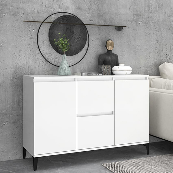 Sanaa Wooden Sideboard With 2 Doors 2 Drawers In White_1