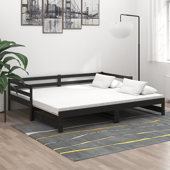 Sanchia Solid Pinewood Pull-Out Single Day Bed In Black_2