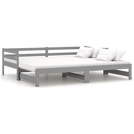 Sanchia Solid Pinewood Pull-Out Single Day Bed In Grey_4