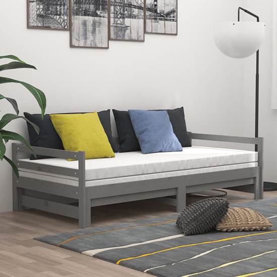 Product photograph of Sanchia Solid Pinewood Pull-out Single Day Bed In Grey from Furniture in Fashion