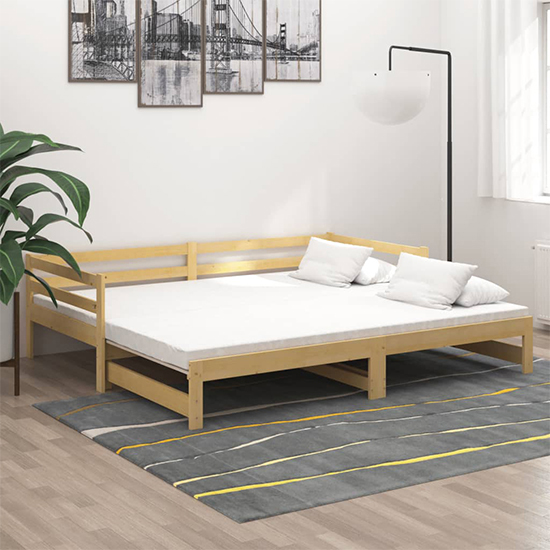 Sanchia Solid Pinewood Pull-Out Single Day Bed In Natural