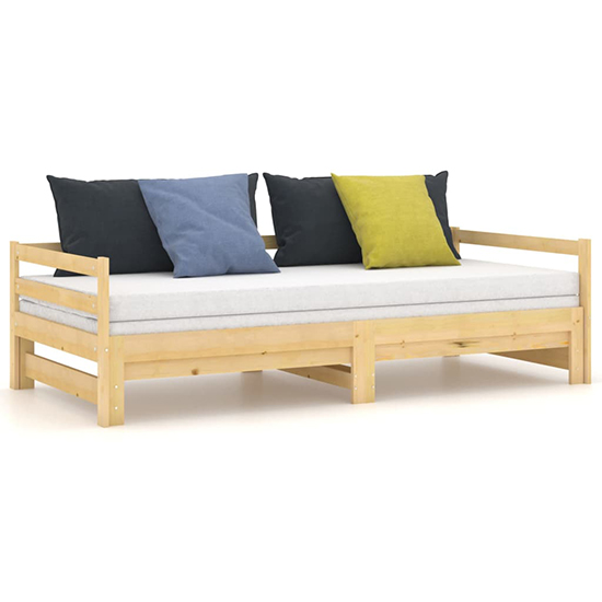 Sanchia Solid Pinewood Pull-Out Single Day Bed In Natural