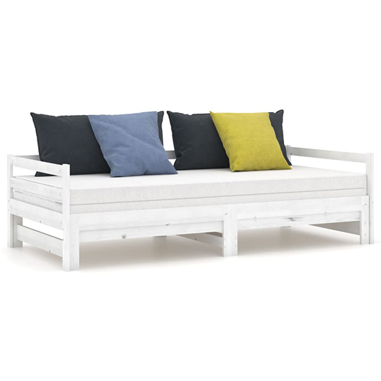 Sanchia Solid Pinewood Pull-Out Single Day Bed In White