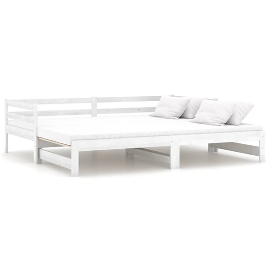 Sanchia Solid Pinewood Pull-Out Single Day Bed In White