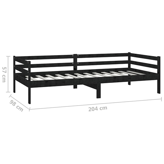 Sanchia Solid Pinewood Single Day Bed In Black_6