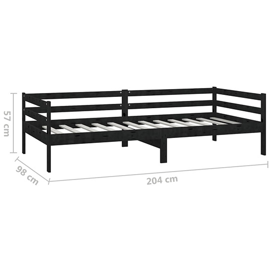 Sanchia Solid Pinewood Single Day Bed In Black Furniture in Fashion