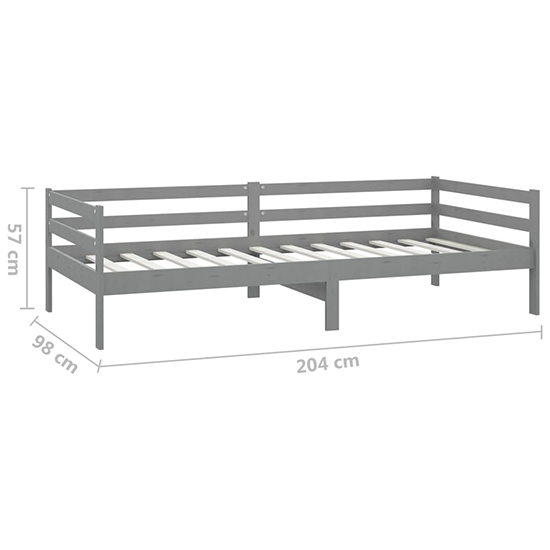 Sanchia Solid Pinewood Single Day Bed In Grey