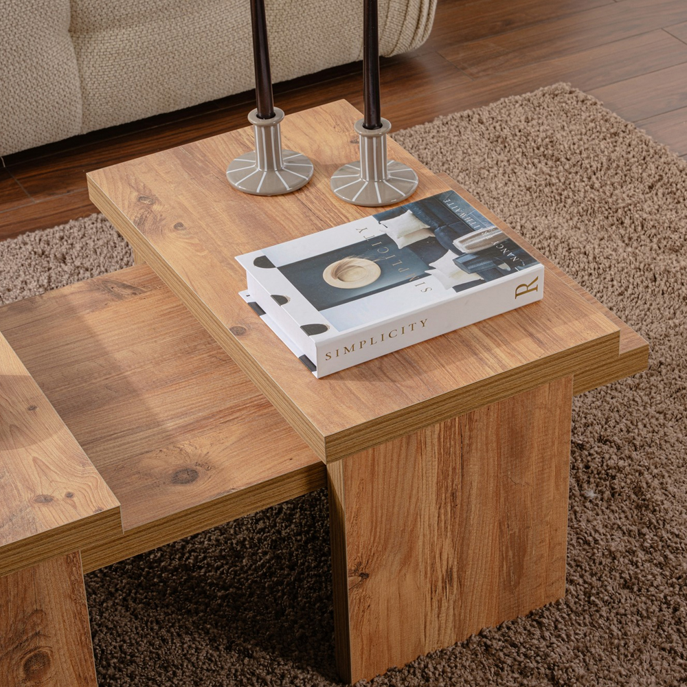 Sanctum Wooden Nest Of 3 Coffee Table in Atlantic Pine