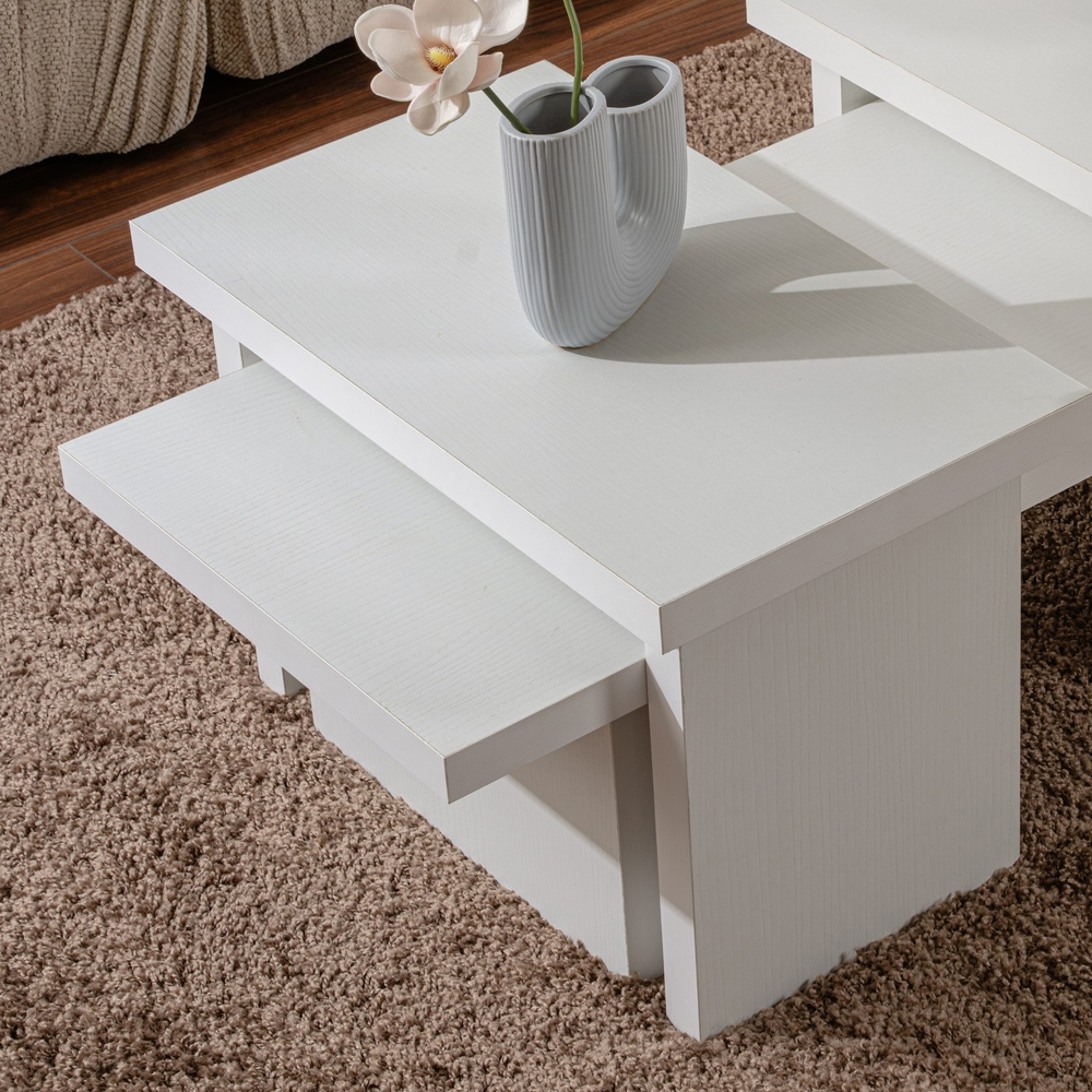 Sanctum Wooden Nest Of 3 Coffee Table in White