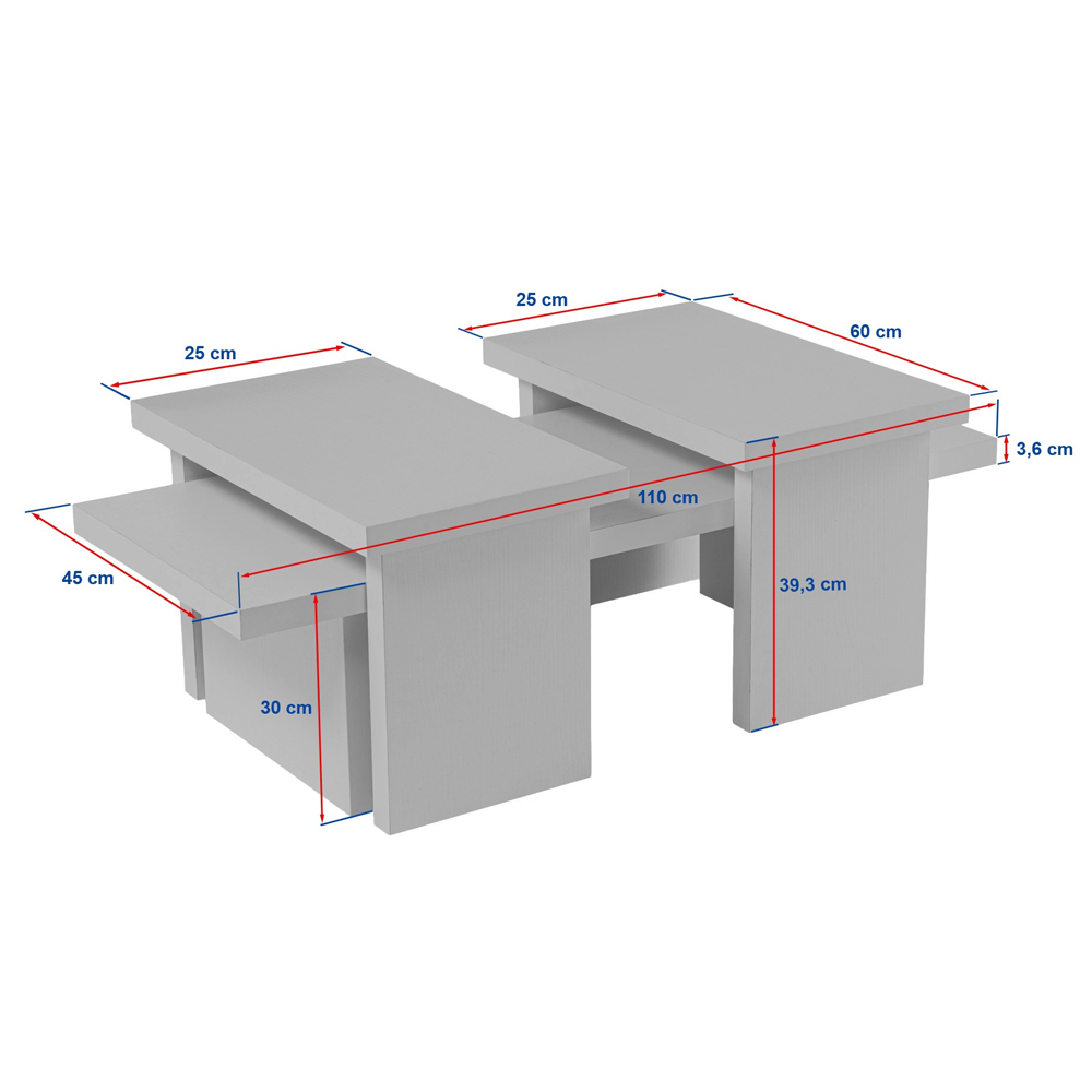 Sanctum Wooden Nest Of 3 Coffee Table in White