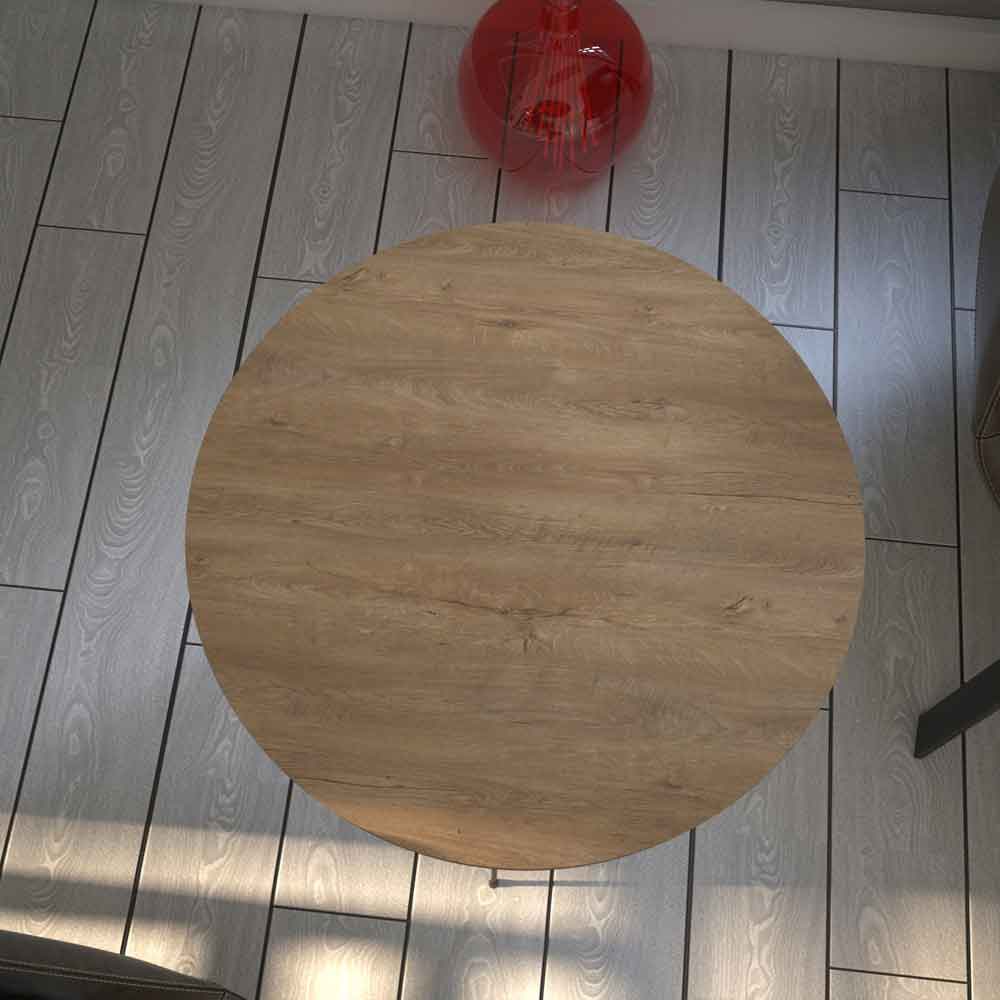 Sandalf Wooden Side Table with Black Metal Legs in Caucasian Oak