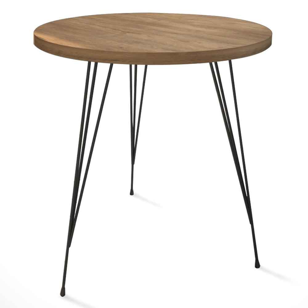 Sandalf Wooden Side Table with Black Metal Legs in Caucasian Oak