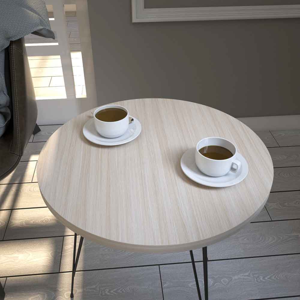 Sandalf Wooden Side Table with Black Metal Legs in Oak