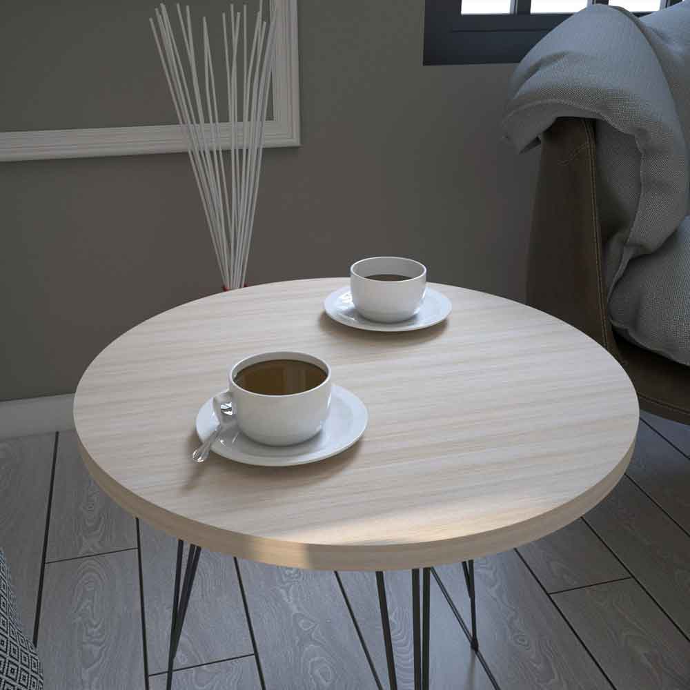 Sandalf Wooden Side Table with Black Metal Legs in Oak