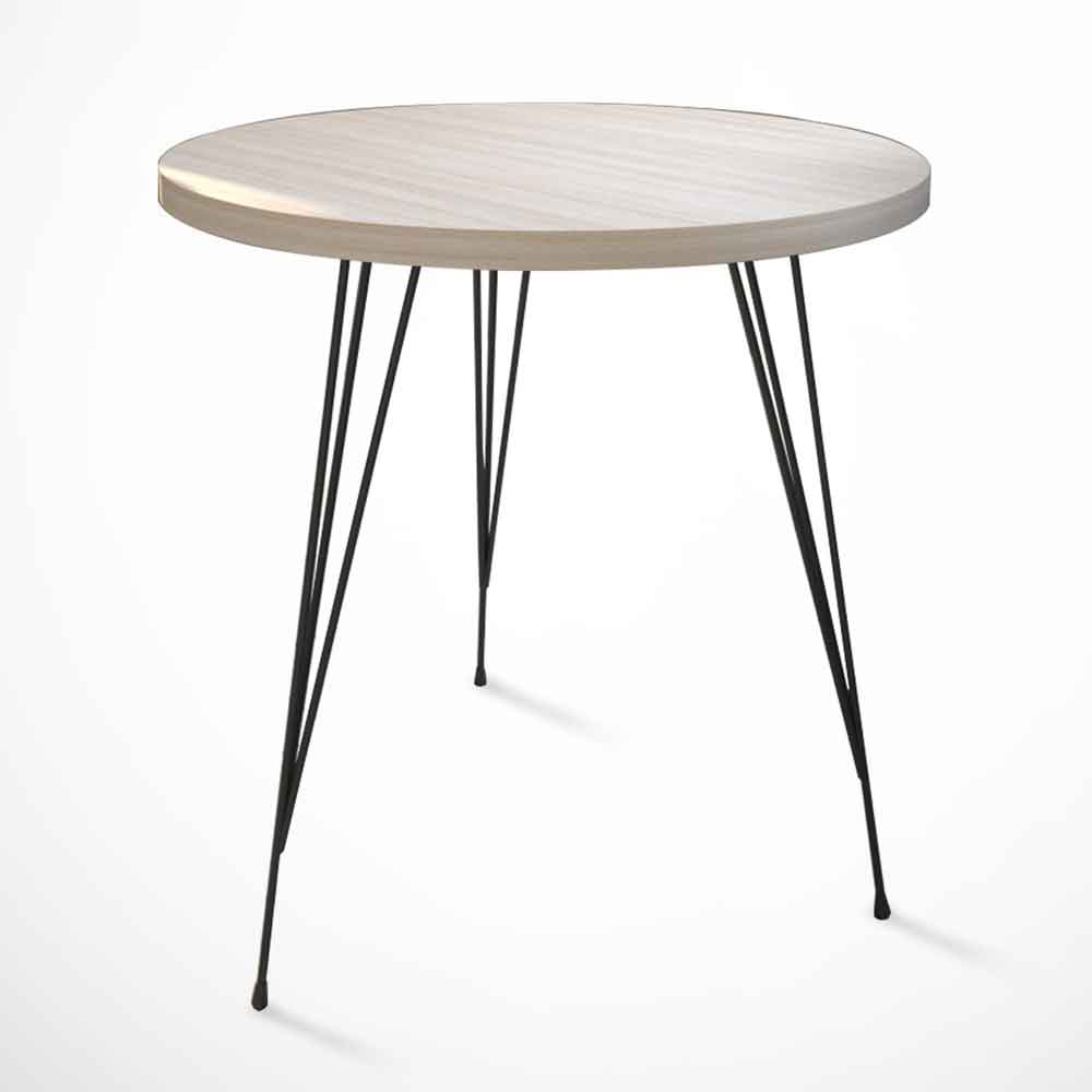 Sandalf Wooden Side Table with Black Metal Legs in Oak