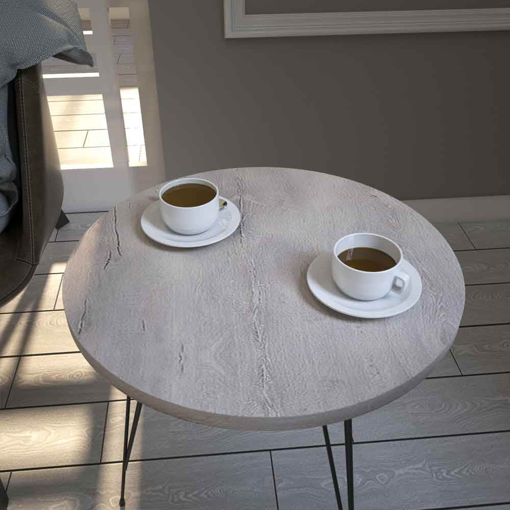 Sandalf Wooden Side Table with Black Metal Legs in Sea Oak