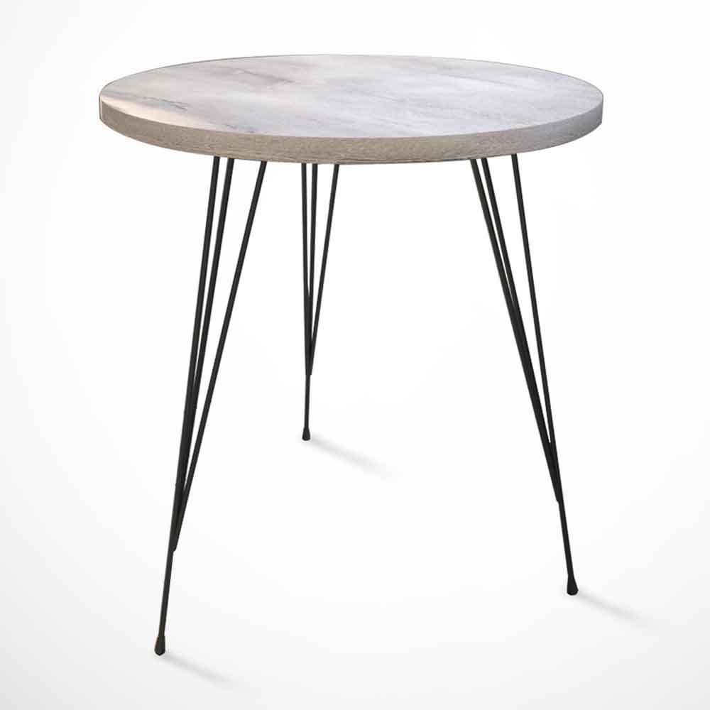 Sandalf Wooden Side Table with Black Metal Legs in Sea Oak