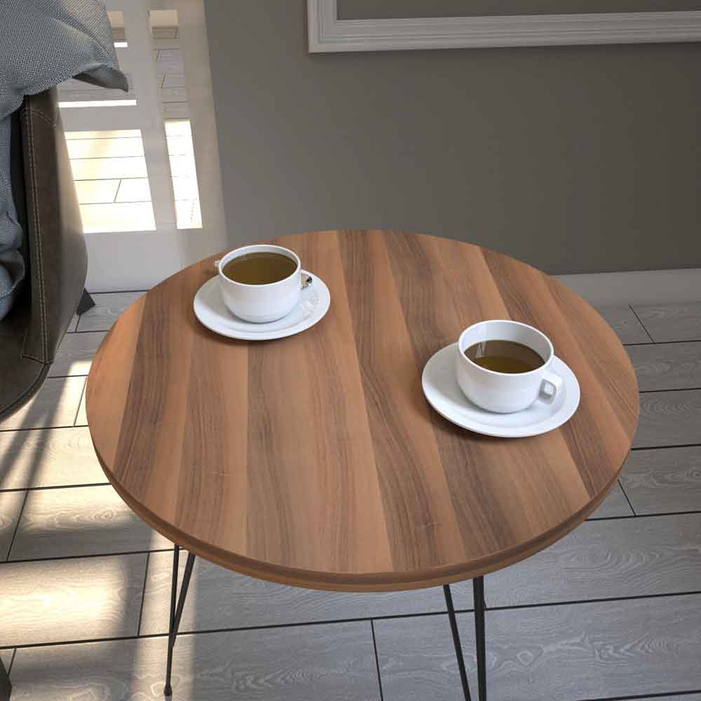 Sandalf Wooden Side Table with Black Metal Legs in Walnut