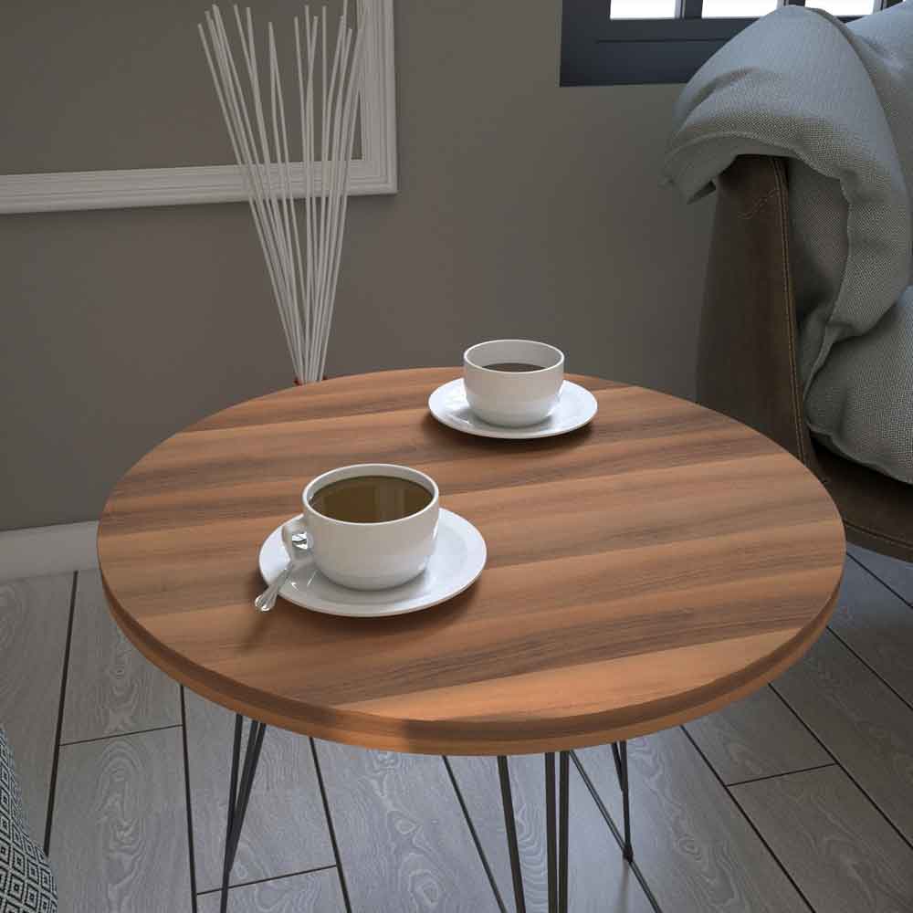 Sandalf Wooden Side Table with Black Metal Legs in Walnut