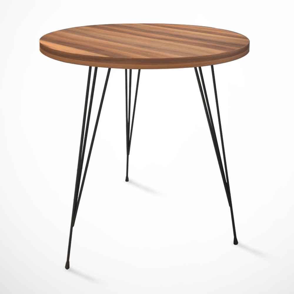 Sandalf Wooden Side Table with Black Metal Legs in Walnut