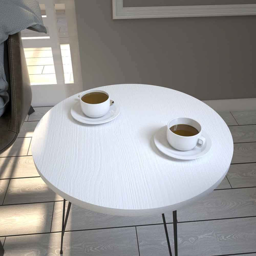 Sandalf Wooden Side Table with Black Metal Legs in White