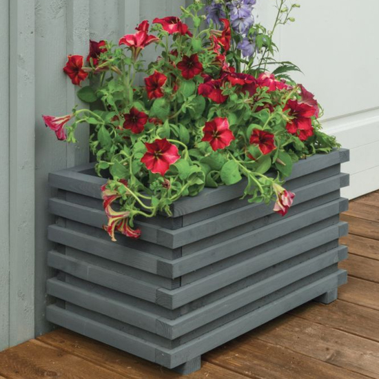 Read more about Sandbach rectangular wooden planter in grey