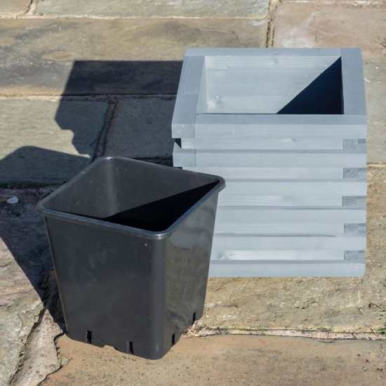 Sandbach Square Wooden Planter In Grey_2