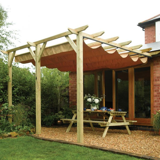 Photo of Sandbanks wall mounted wooden canopy in natural timber