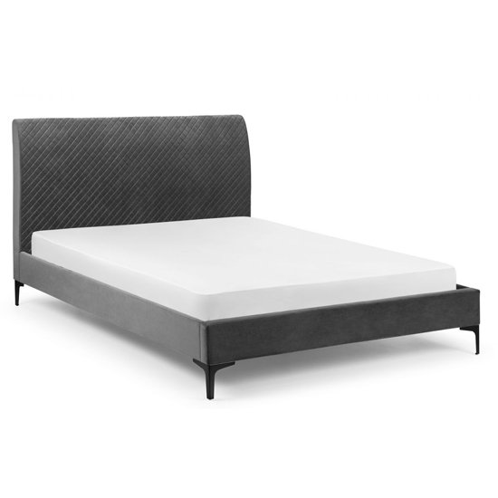 Sabine Quilted Velvet King Size Bed In Grey