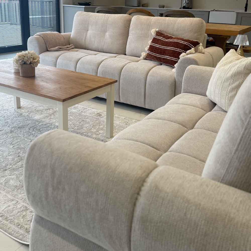 Sandhurst Fabric 2+3 Seater Sofa Set in Beige