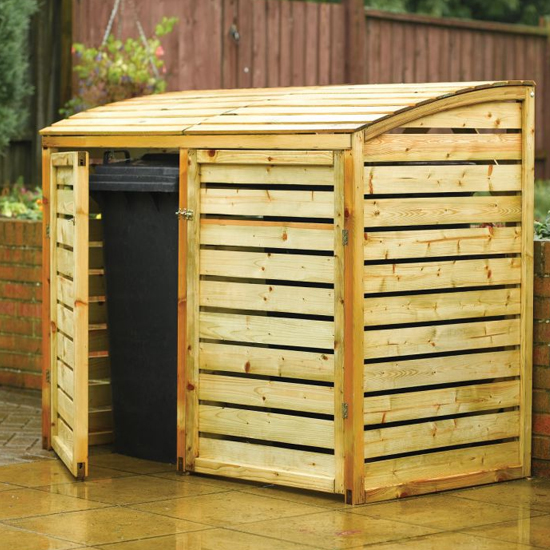 Product photograph of Sandiacre Wooden Double Bin Store With 4 Doors In Natural Timer from Furniture in Fashion